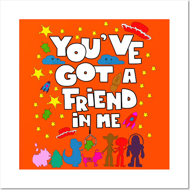 Got a friend with toys and fun graphic tees ecopop Wall Art by jorge_lebeau